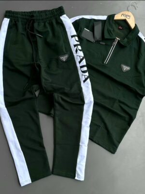 Prada Men’s Linea Rossa Inspired Half-Zip Tracksuit